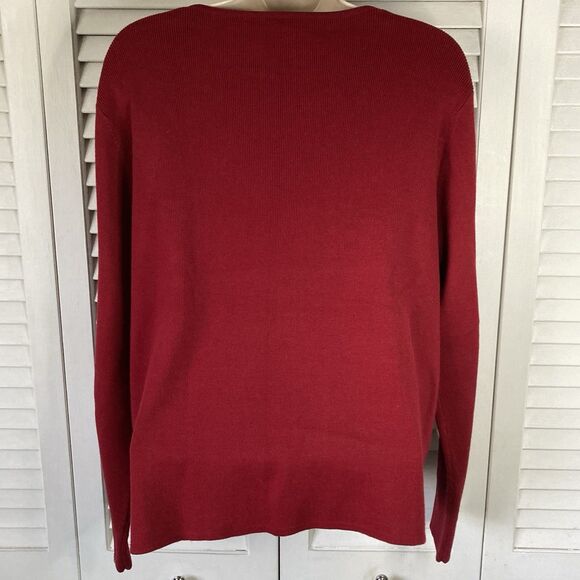 Leo & Nicole Dark Red 100% Cotton Button Front V-Neck Sweater XL - Picture 5 of 8
